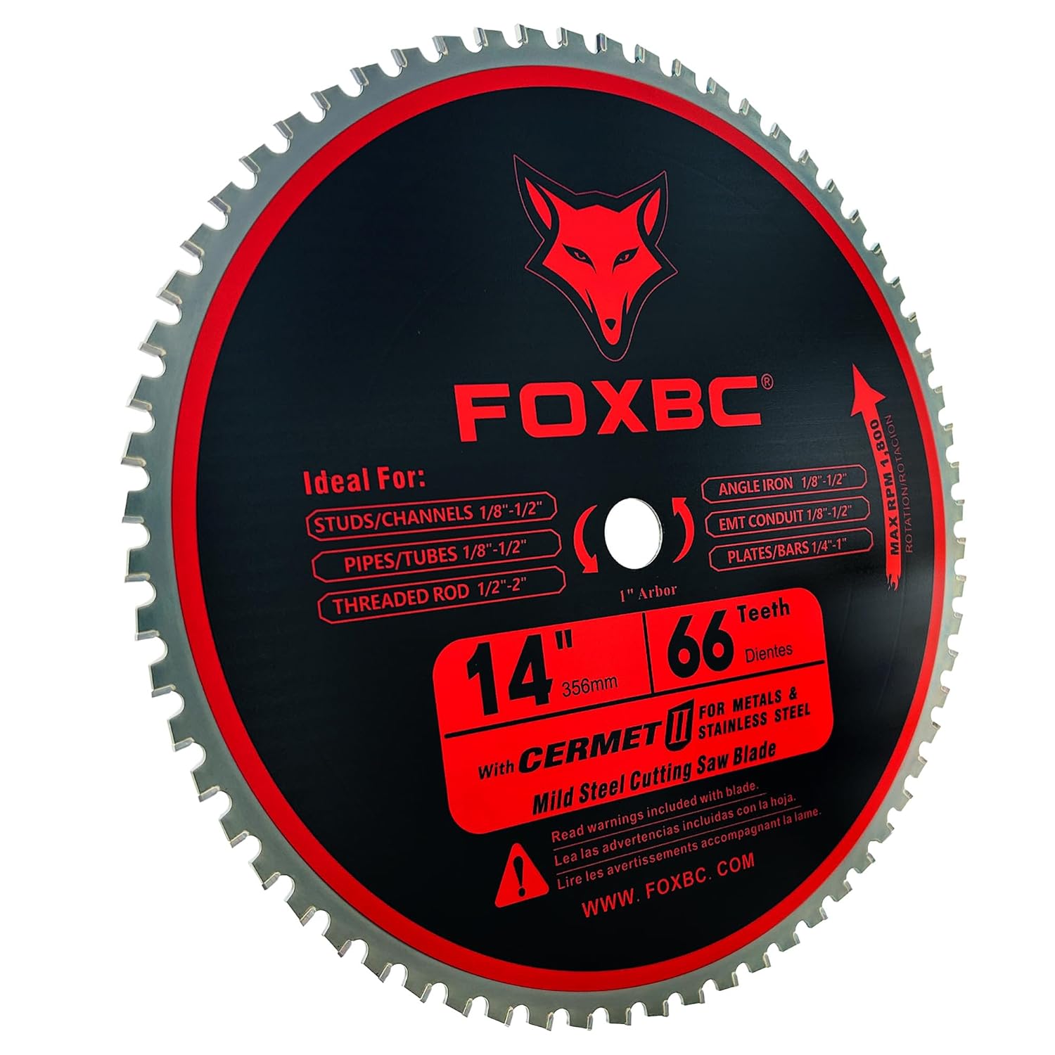 FOXBC 14 Inch Metal Steel Cutting Saw Blade 66 Tooth for Evolution 14 Inch Saw and Other, Cermel Carbide Up to 5X Longer Life