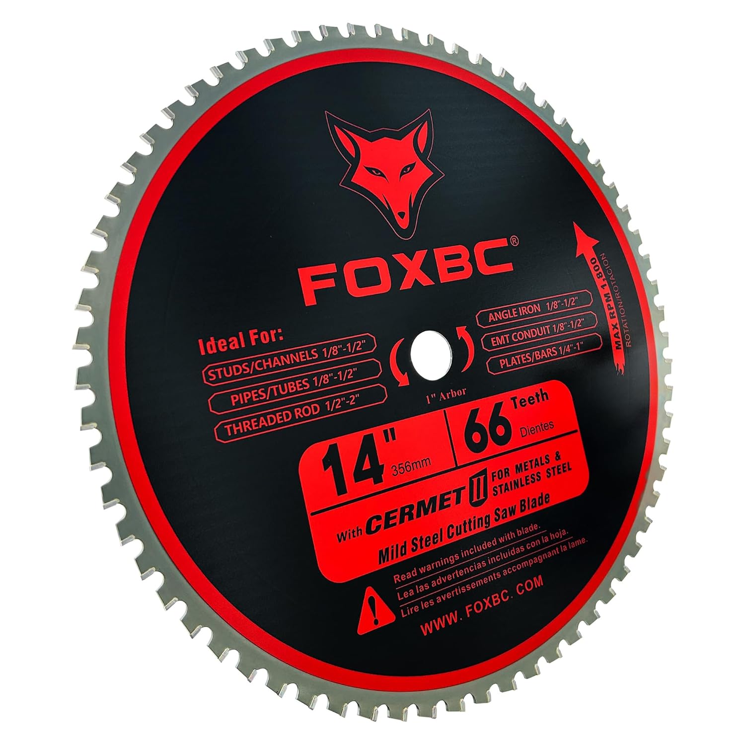 FOXBC 14 Inch Metal Steel Cutting Saw Blade 66 Tooth for Evolution 14 Inch Saw and Other, Cermel Carbide Up to 5X Longer Life