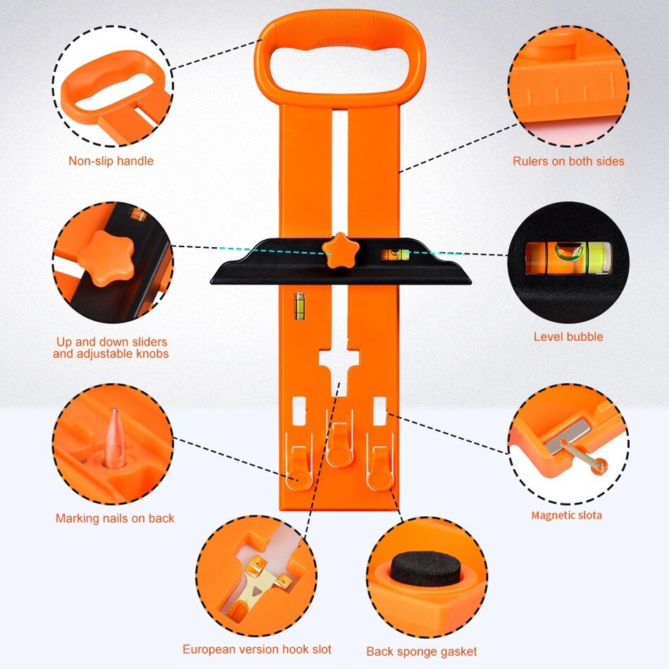 Regla de nivel de marco de fotos herramienta de decoración colgante de marco de fotos multifunción con herramienta de posicionamiento de marco de nivel de burbuja